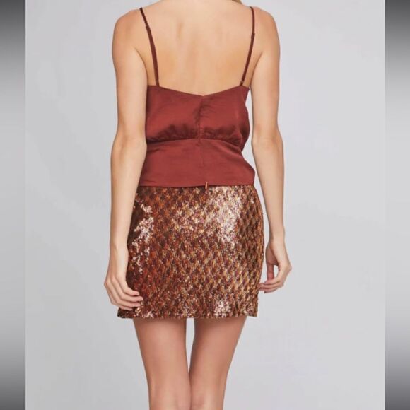 ASTR The Label Tai Sequin skirt bronze XS side zip mini - Picture 3 of 8